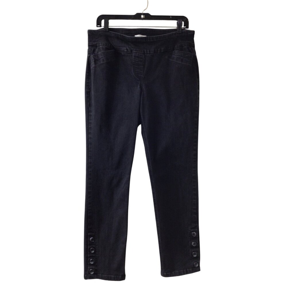 Westbound Jeans Women’s 12 Black Pull On Denim Stretch Button Detail